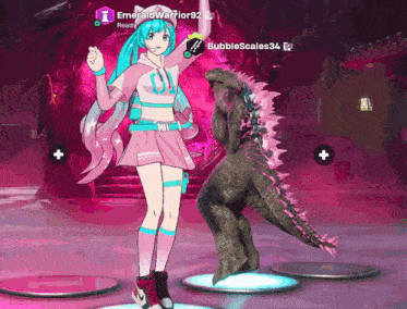 emeraldwarrior92 is standing next to bubblescales34 in a video game