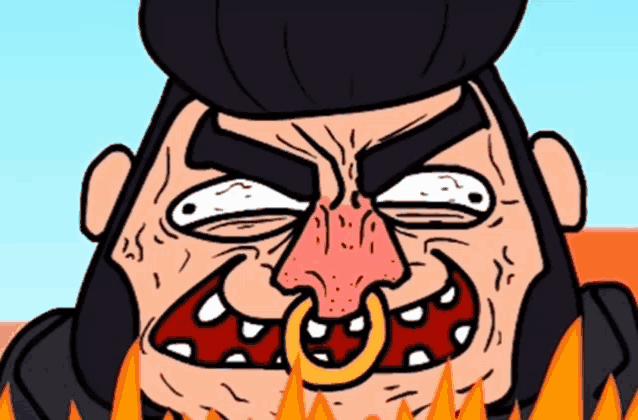 a cartoon character with a ring in his nose