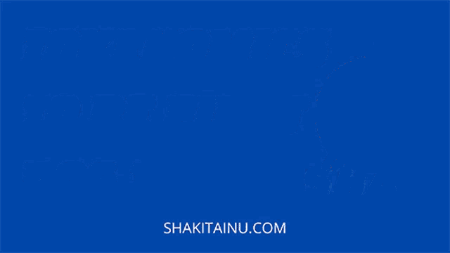 a close up of a cartoon character with the website shakitainu.com below