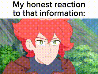 a cartoon character with red hair is standing in front of a mountain .