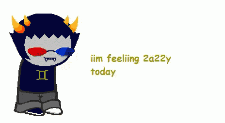 a pixel art of a troll with the words i 'm feeling 2a22y today on the bottom