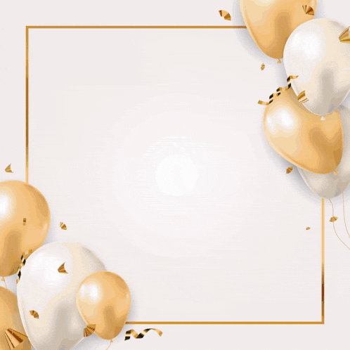 a birthday card that says feliz cumpleanos birthday with gold and white balloons