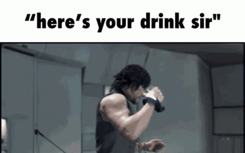Heres Your Drink Norman Reedus GIF - Heres Your Drink Norman Reedus Sam Porter Bridges GIFs