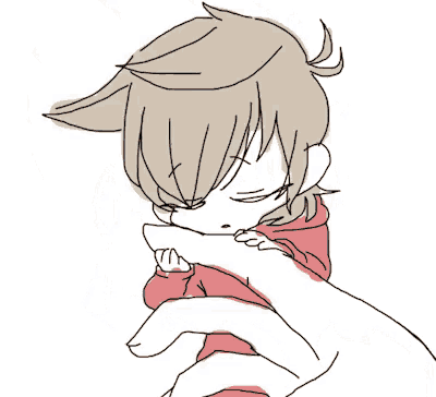 a drawing of a person with a scarf around their neck shows their eyes closed