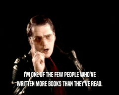 a man wearing glasses and a leather jacket says i 'm one of the few people who 've written more books