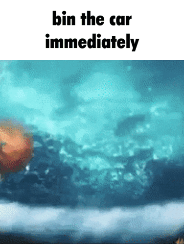 bin the car immediately is written on a blue background