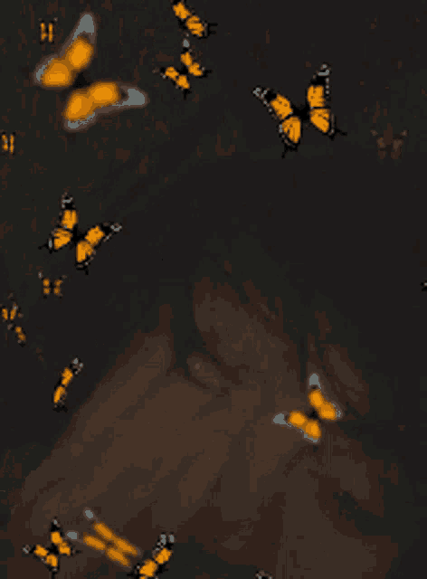 a woman 's face is surrounded by butterflies with the number 12 visible