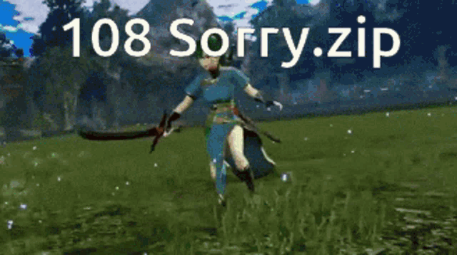 a video game scene with the words 108 sorry.zip