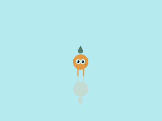 a cartoon character with big eyes and a drop of water on its head