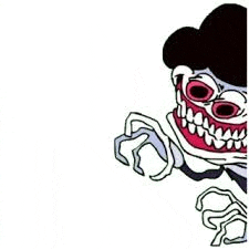 a cartoon of a monster with a huge mouth and a hat .