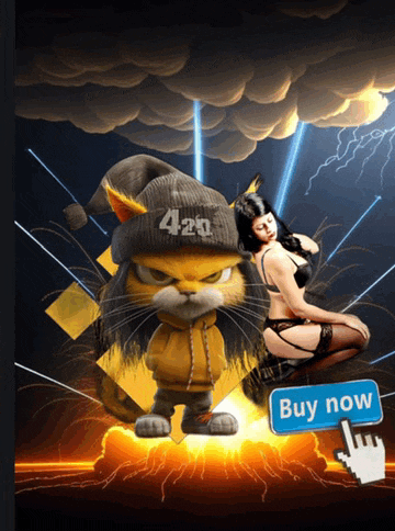 a cartoon cat with a hat that says 420