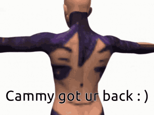a 3d model of a person with the words cammy got ur back on the bottom