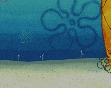 a spongebob squarepants scene with a spongebob flower in the background