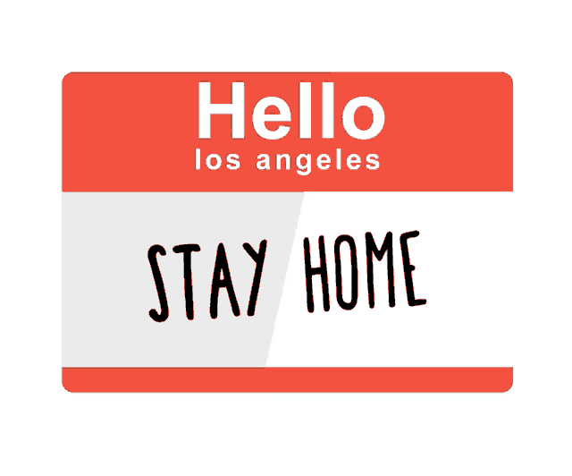 a red and white hello los angeles name tag that says " and chill "