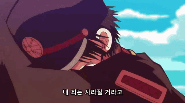 a cartoon of a man with korean writing on his sleeve