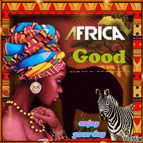 a picture of a woman with a zebra and the words africa good