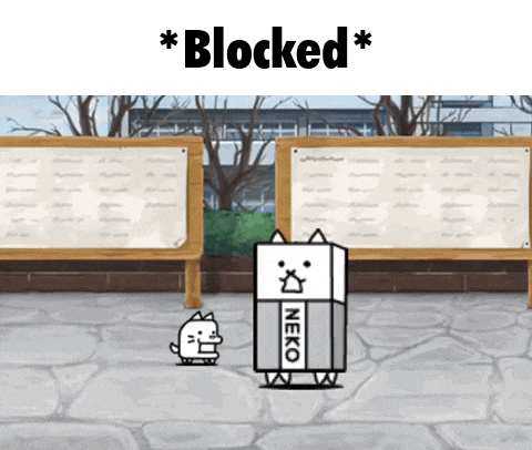 a cartoon cat is standing next to a block that says neko