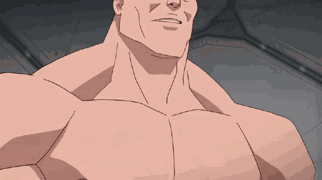 a cartoon of a man without a shirt on