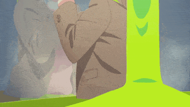 a cartoon of a girl covering her mouth with her hands