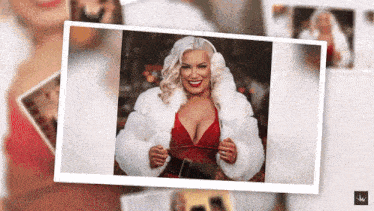 a woman wearing a fur coat and ear muffs smiles for the camera