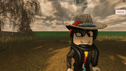 a screenshot of a video game shows a person wearing a hat and glasses