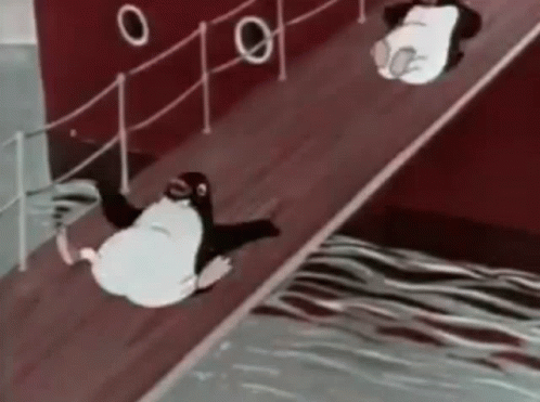 Penguin Slide Penguins Sliding GIF - Penguin Slide Penguins Sliding Ship Ramp GIFs
