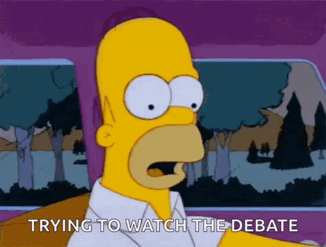 homer simpson says trying to watch the debate in a cartoon