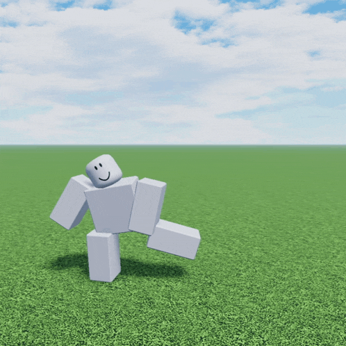 a cartoon character with a smiley face is standing in a field