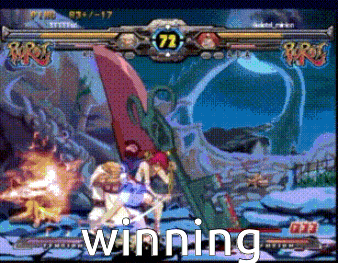 a screenshot of a video game with the word winning on the bottom