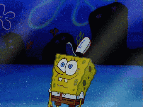 a cartoon of spongebob wearing a chef 's hat and tie