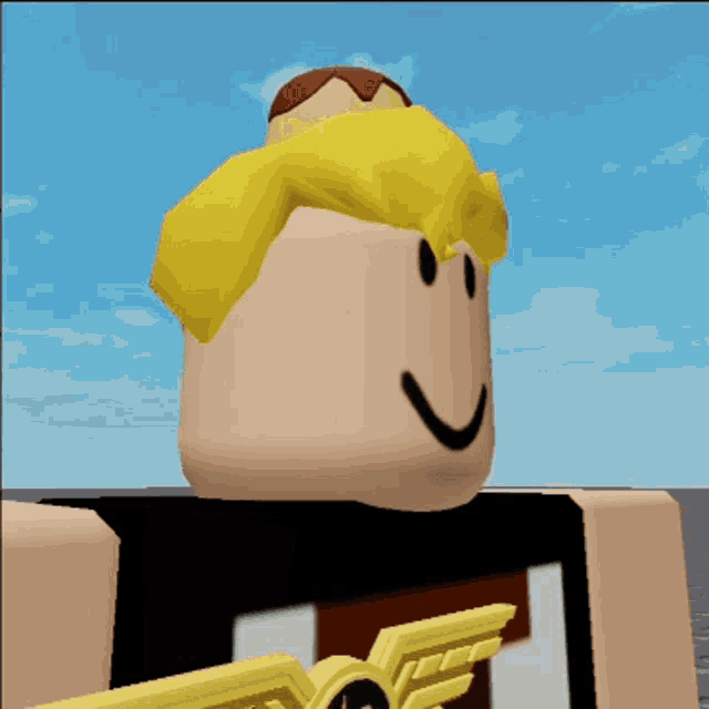 a close up of a roblox character 's face with a smiley face