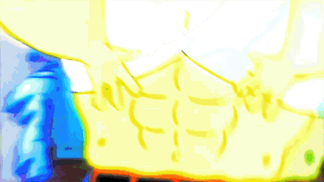a cartoon of spongebob showing his muscles
