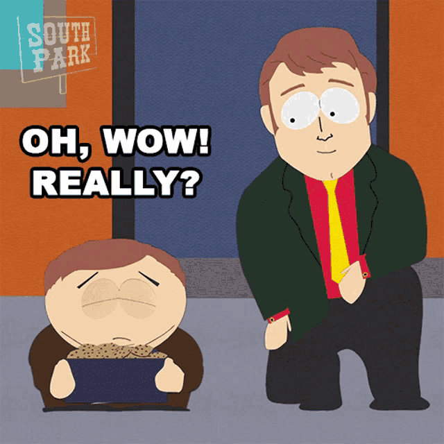 a south park cartoon shows a man holding a bowl of food