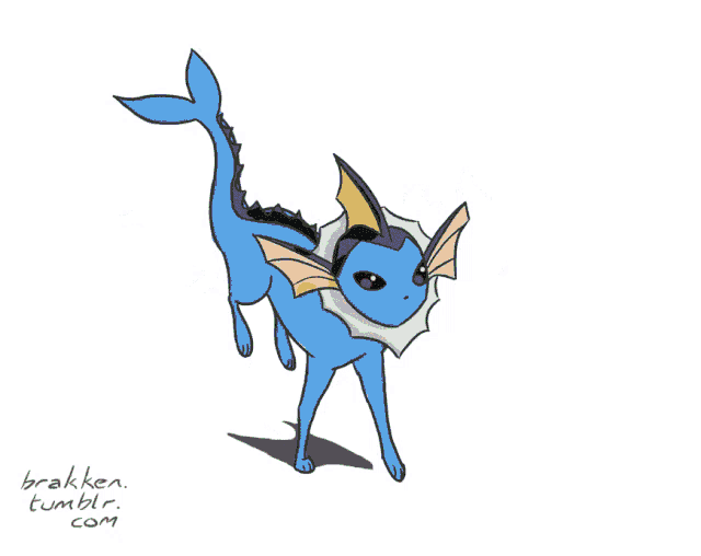 a drawing of a blue rabbit with the name brakken tumblr.com written below it