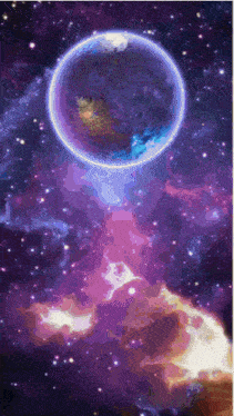 a purple and blue galaxy with a planet in the center