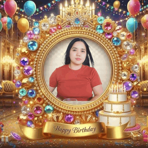 a picture of a woman in a frame with the words happy birthday