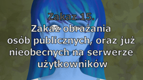 a picture of a woman with blue hair and the words zakaz 15 on top