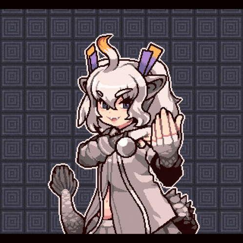 a pixel art drawing of a girl with a dragon 's tail