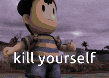 a pixelated image of a boy with the words kill yourself below him