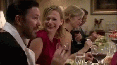 Ricky And David At A Dinner Party GIF - Ricky Gervais Larry David Dinner Party GIFs