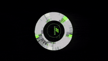 a computer generated image of a green circle on a black background .