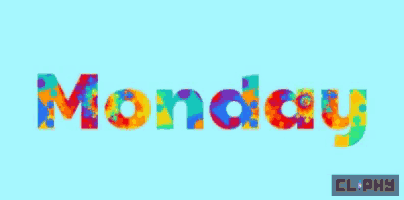 the word monday is written in colorful pixel art