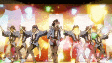 a group of people dressed up as horses are dancing on stage
