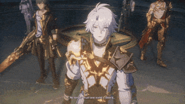 a video game character says " no longer must one wield a sword ... "