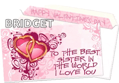 a pink valentine 's day card for bridget