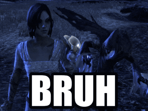 a picture of a woman and a monster with the words bruh on the bottom