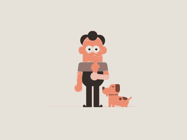 a man is eating an ice cream cone while standing next to a dog
