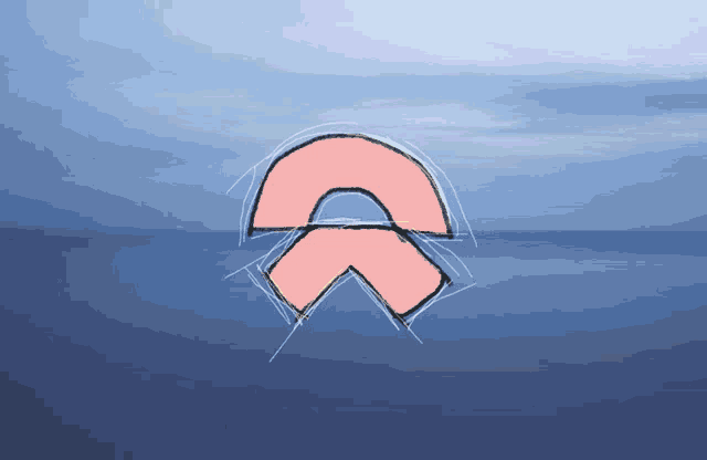 a drawing of a letter a in front of a blue sky
