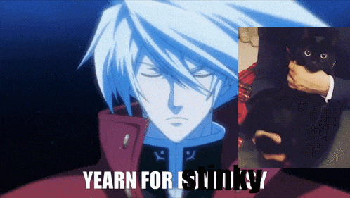 a picture of a man with the words yearn for stinky on it