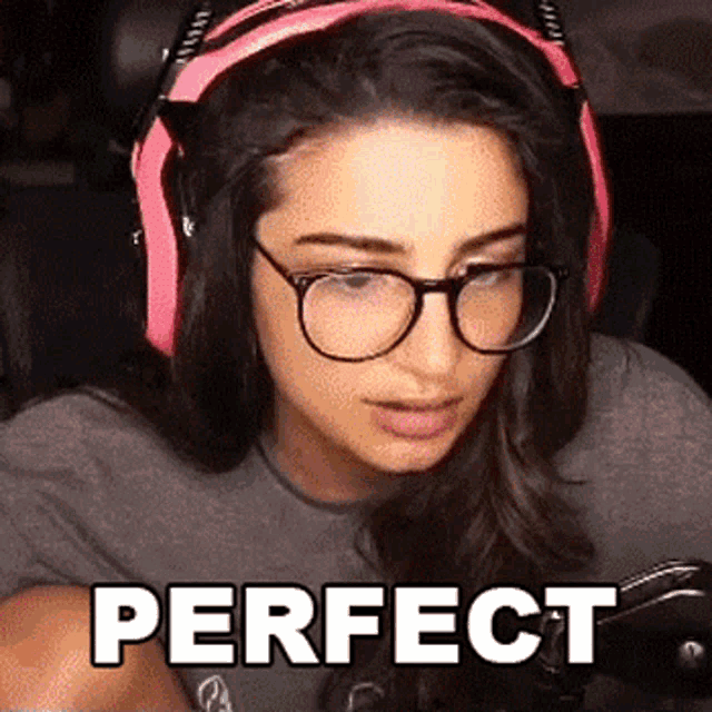 a woman wearing headphones and glasses says perfect .